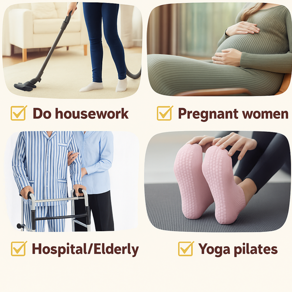 Rutschfeste Socken (4er-Paket) Lila Pink Schwarz Grau